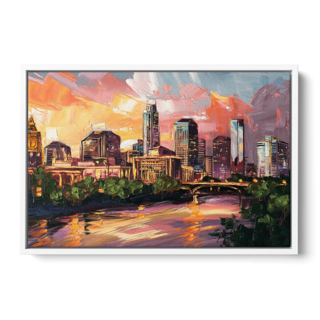Austin Urban Charm - White Frame Canvas