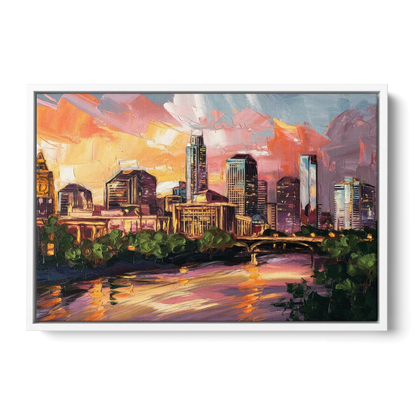 Austin Urban Charm - White Frame Canvas
