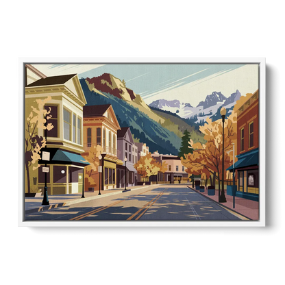 Telluride Historic Main Street - White Frame Canvas