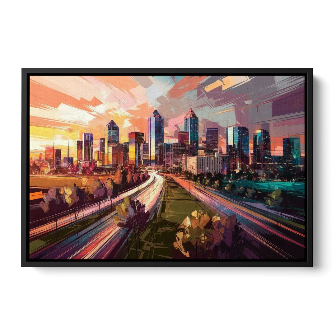 Atlanta Midtown Skyline - Black Frame Canvas