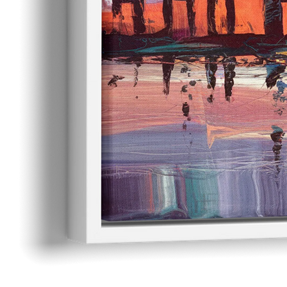 Chesapeake Bridge Silhouette - Close-Up White Frame Canvas