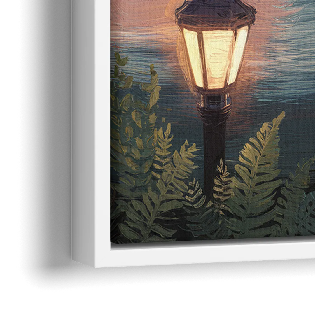 Oakland Lake Merritt Reflection - Close-Up White Frame Canvas