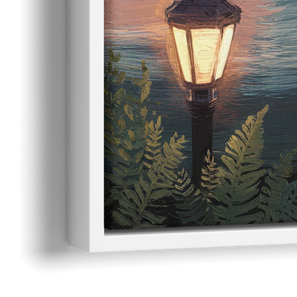 Oakland Lake Merritt Reflection - Close-Up White Frame Canvas
