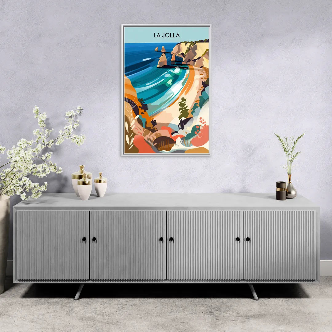 La Jolla Coastal Vibes - Living Room White Frame Canvas