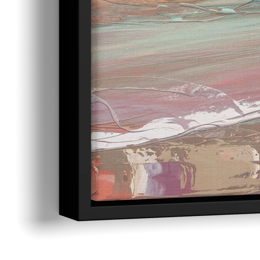 Huntington Beach Surfing Scene - Close-Up Black Frame Canvas