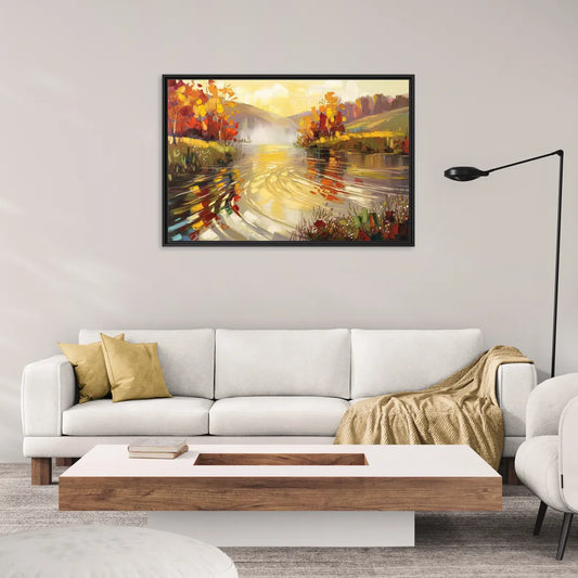 Asheville Riverfront Serenity - Living Room Black Frame Canvas