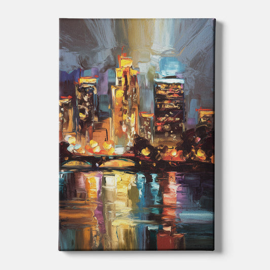 Wichita Cityscape Glow - Canvas Wall Art
