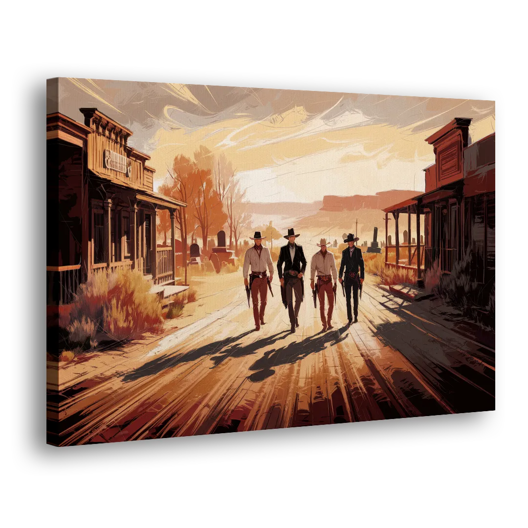 Tombstone Gunfight Scenery - Canvas Print Art Sides