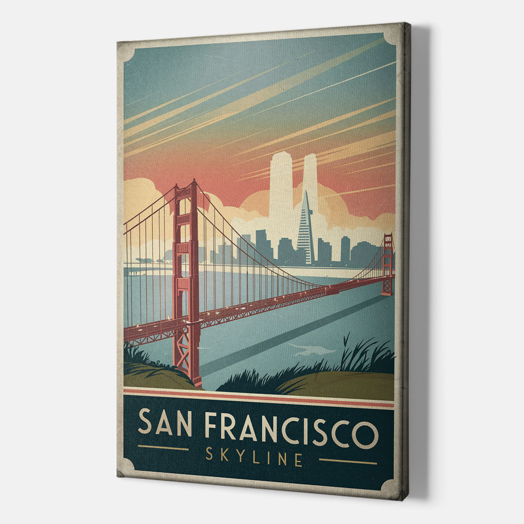 San Francisco Golden Gate Bridge Skyline - Canvas Wall Art Indoor