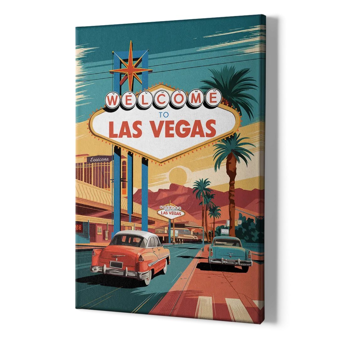 Las Vegas Vintage Vibes - Canvas Print Art Sides