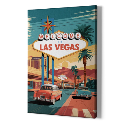 Las Vegas Vintage Vibes - Canvas Print Art Sides