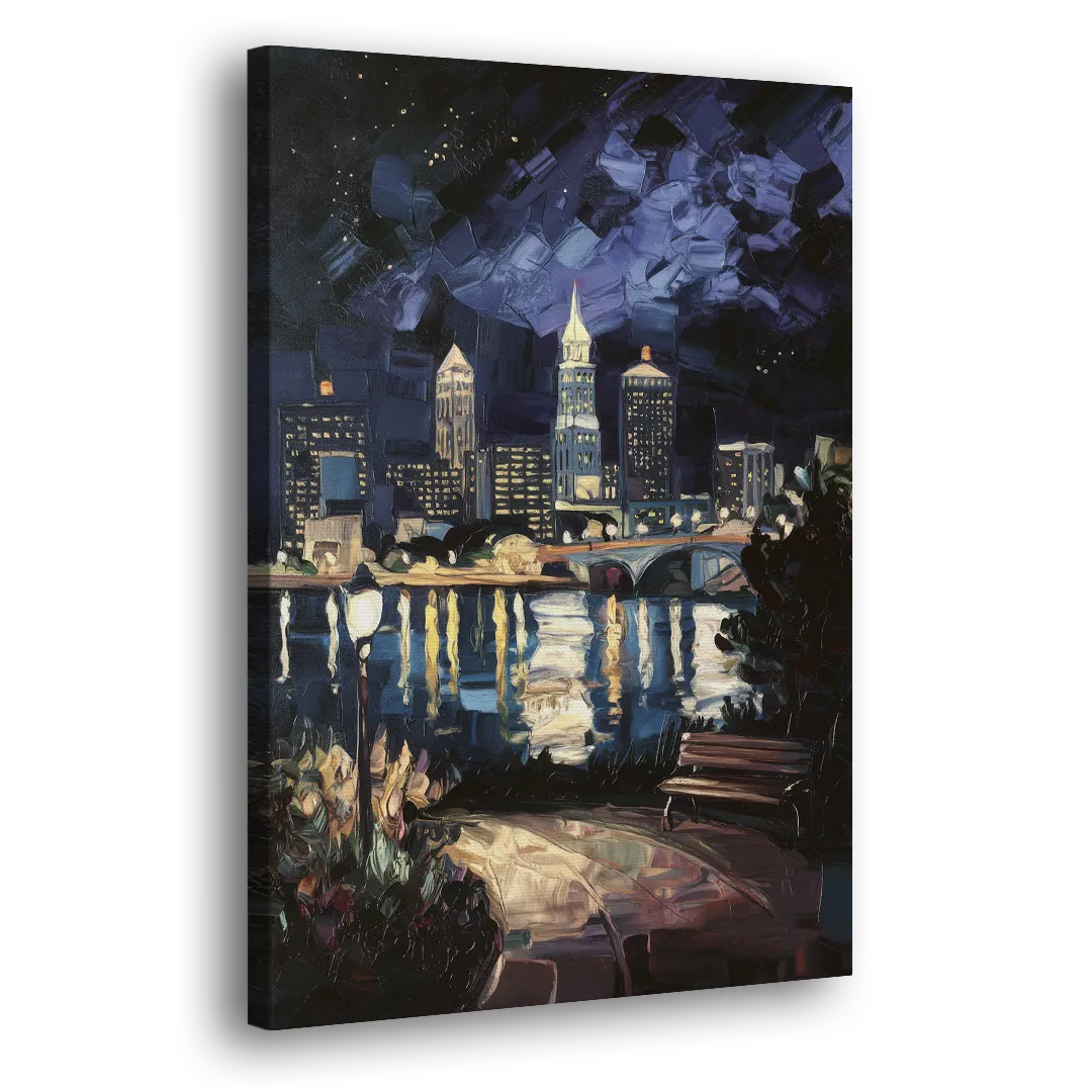 Cleveland Nighttime Lights - Canvas Print Art Sides