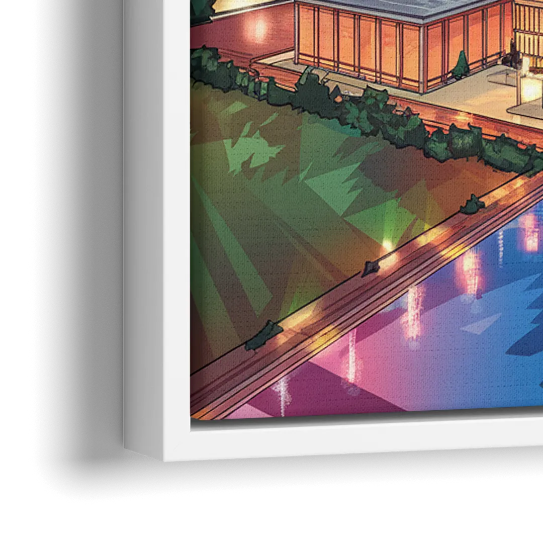 Dallas Downtown Views - Close-Up White Frame Canvas