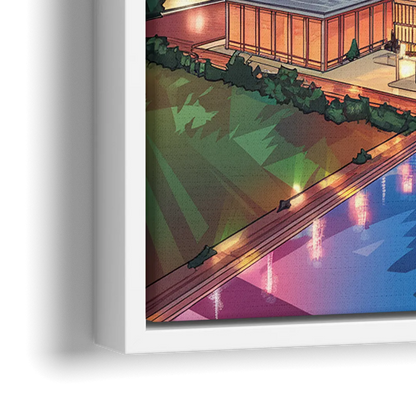 Dallas Downtown Views - Close-Up White Frame Canvas