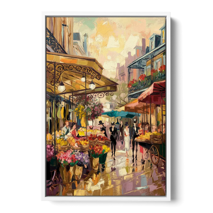 New Orleans French Market Charm - White Frame Canvas