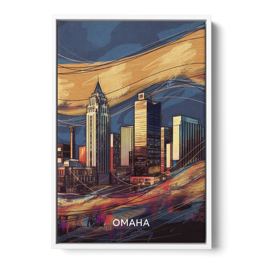 Omaha Urban Aesthetic - White Frame Canvas