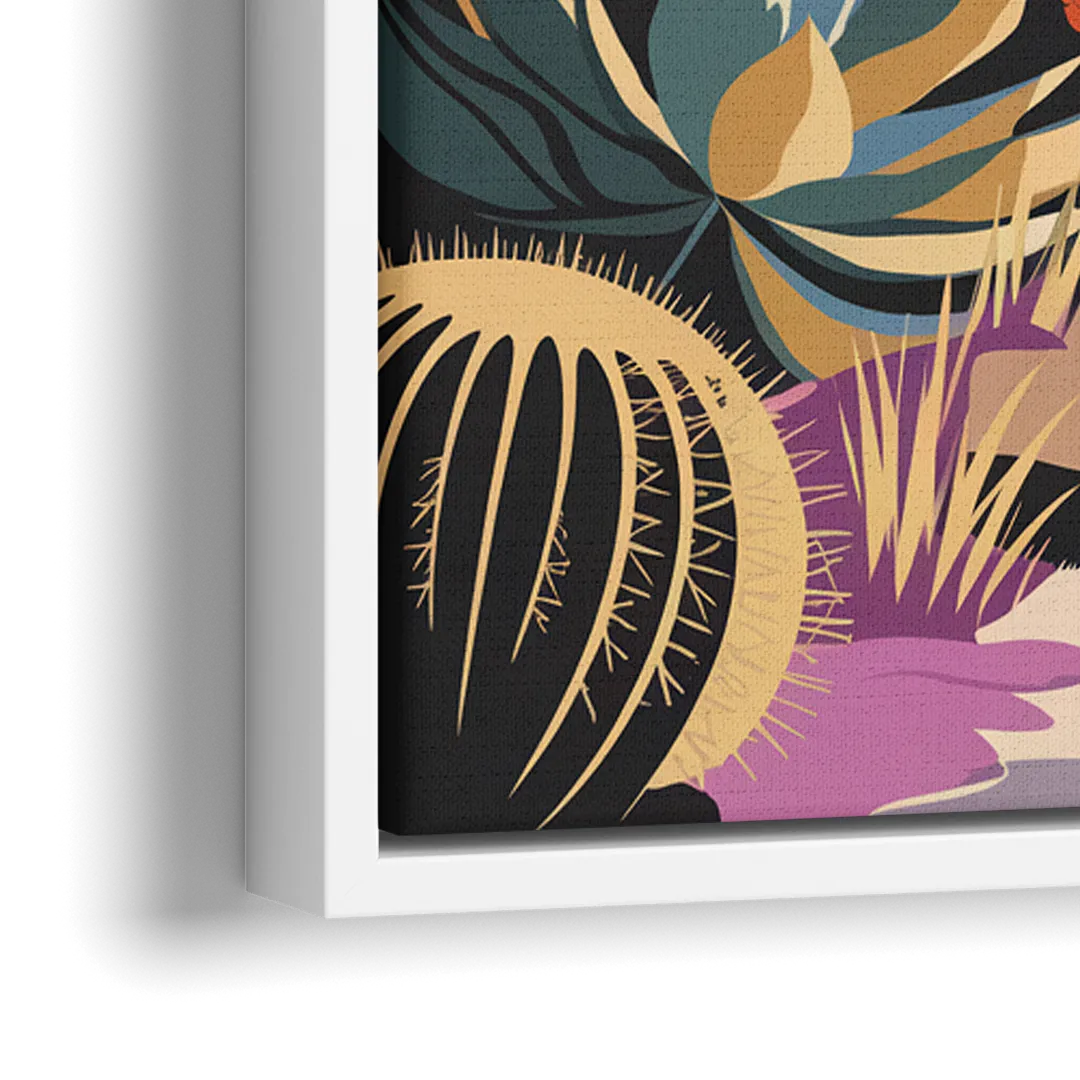 Palm Springs Desert Bloom - Close-Up White Frame Canvas