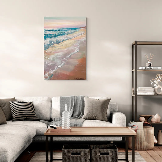 Long Beach California Ocean Waves - Canvas Wall Art Living Room