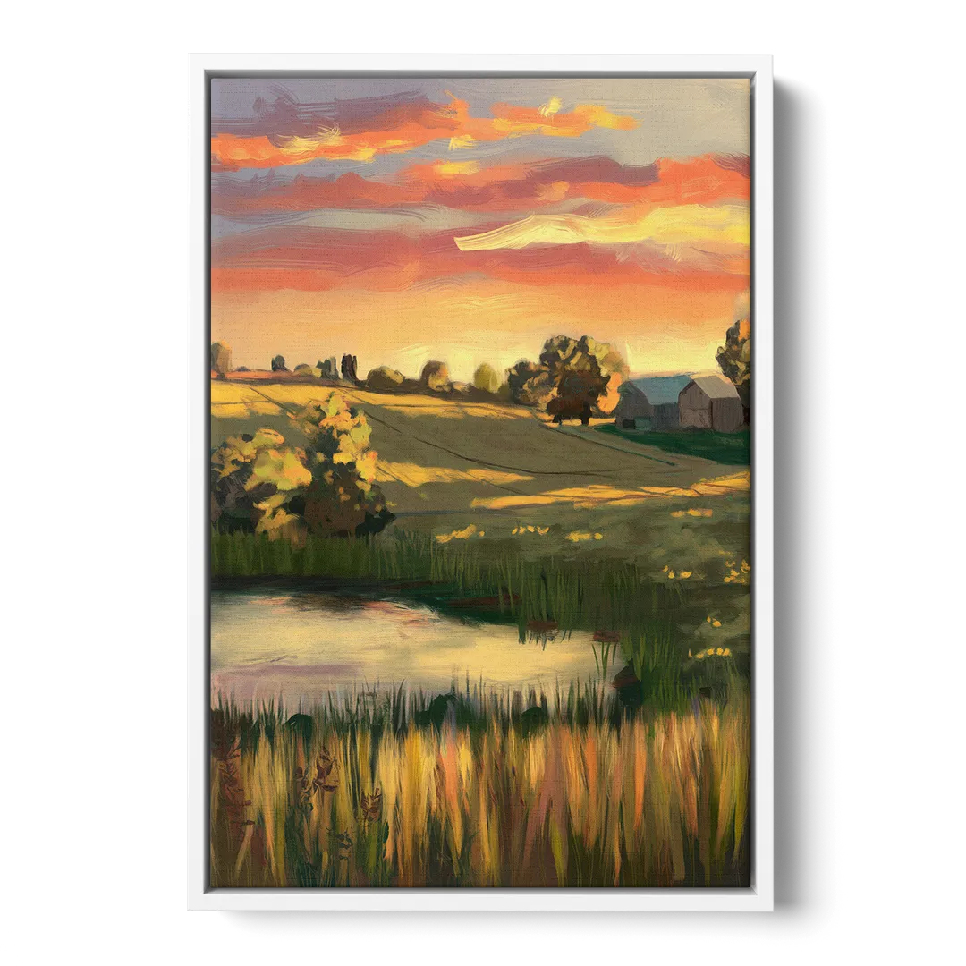 Tulsa Golden Hour - White Frame Canvas