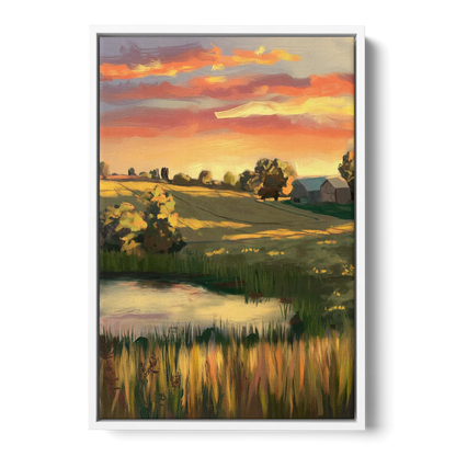 Tulsa Golden Hour - White Frame Canvas
