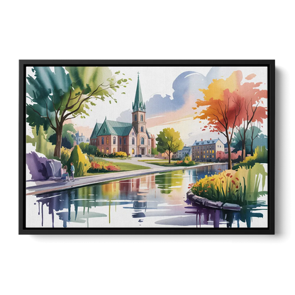 Quebec City Historic Churches - Black Frame Canvas