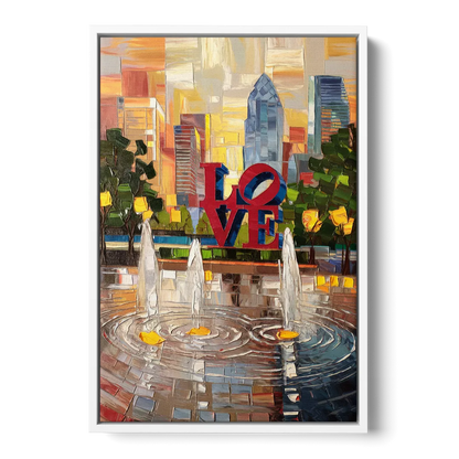 Philadelphia Love Park - White Frame Canvas