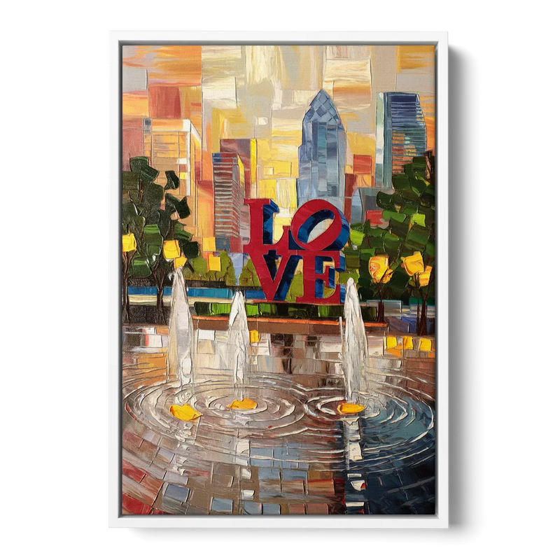 Philadelphia Love Park - White Frame Canvas