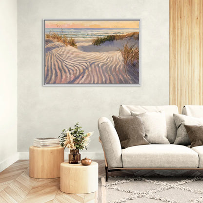 Hilton Head Island Dunes And Waves - Living Room White Frame Canvas