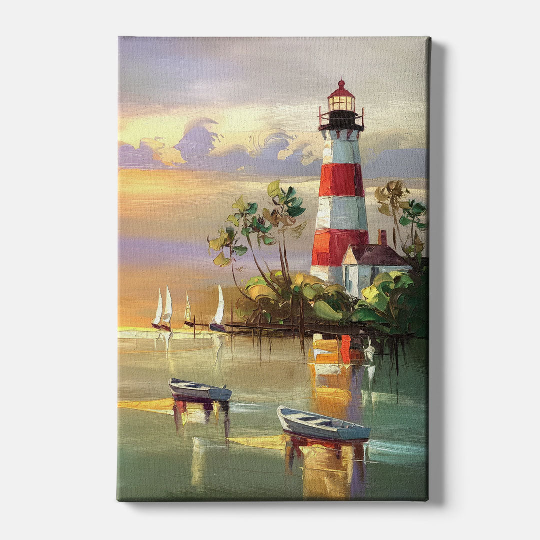 Hilton Head Island Coastal Lighthouse Nautical - Canvas Wall Art