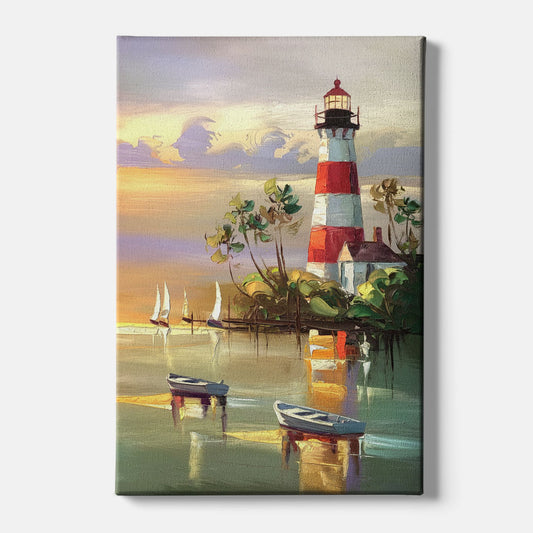 Hilton Head Island Coastal Lighthouse Nautical - Canvas Wall Art