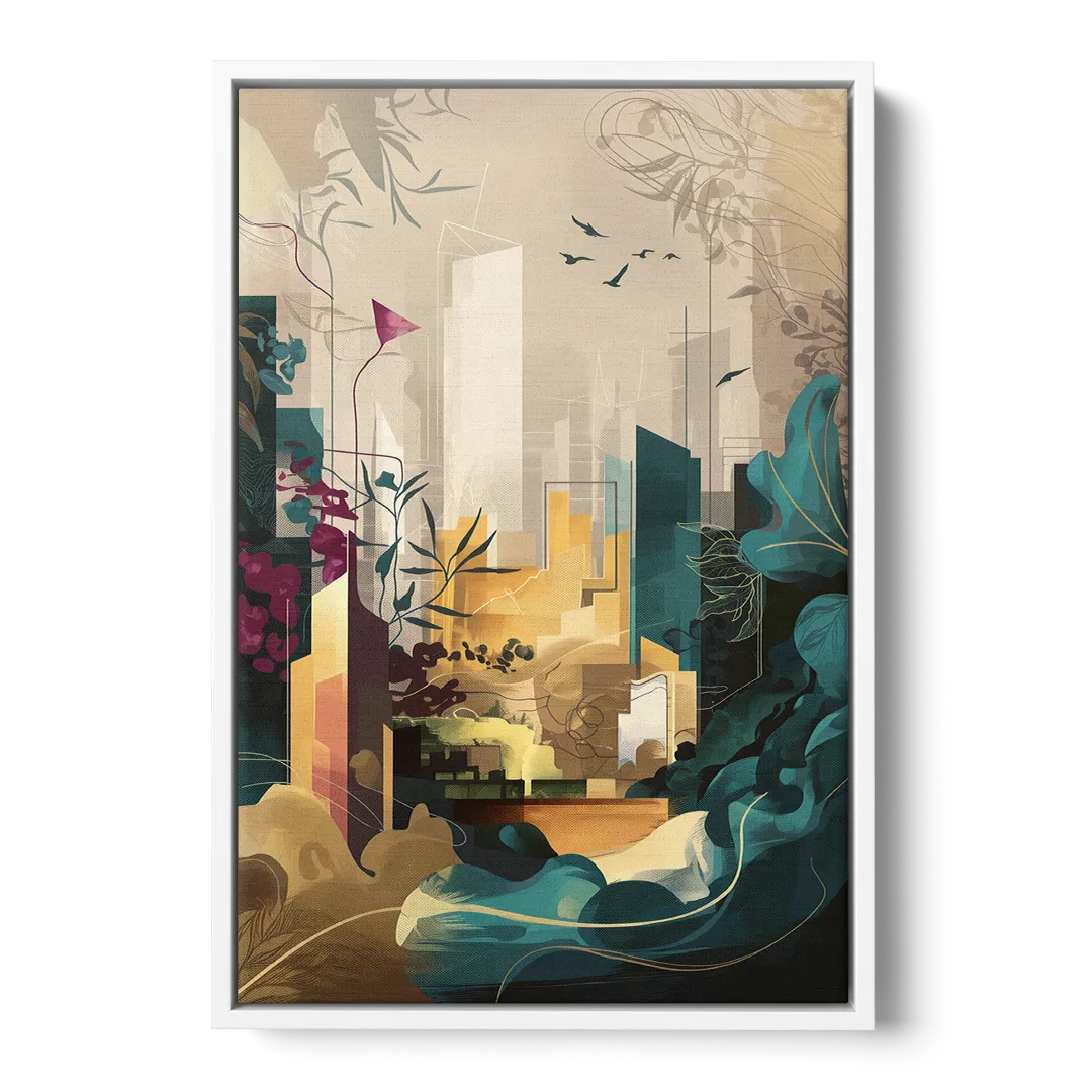 Anaheim Urban Charm - White Frame Canvas