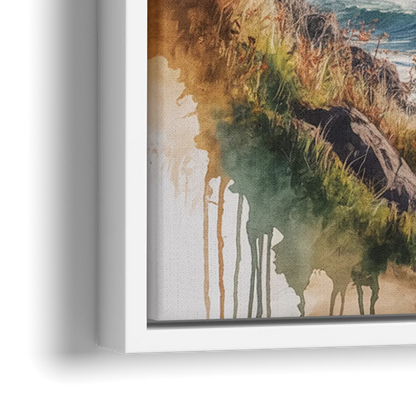Celtic Coastline - Close-Up White Frame Canvas