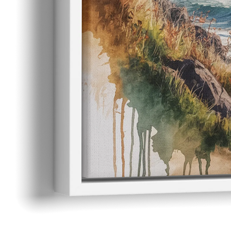 Celtic Coastline - Close-Up White Frame Canvas
