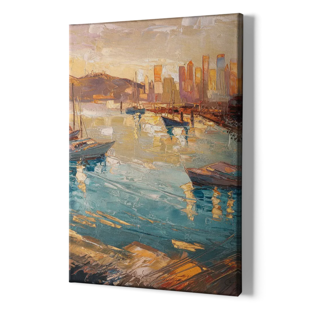 San Diego Harbor View Coastal - Canvas Print Art Sides