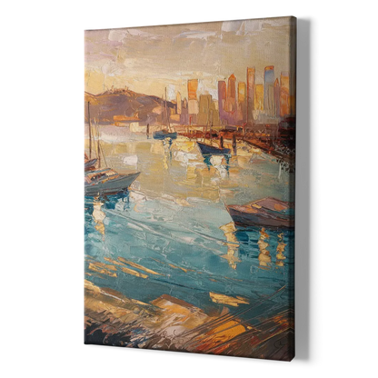 San Diego Harbor View Coastal - Canvas Print Art Sides
