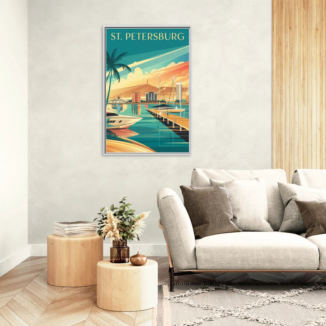 St. Petersburg Gulf Coast Views - Living Room White Frame Canvas