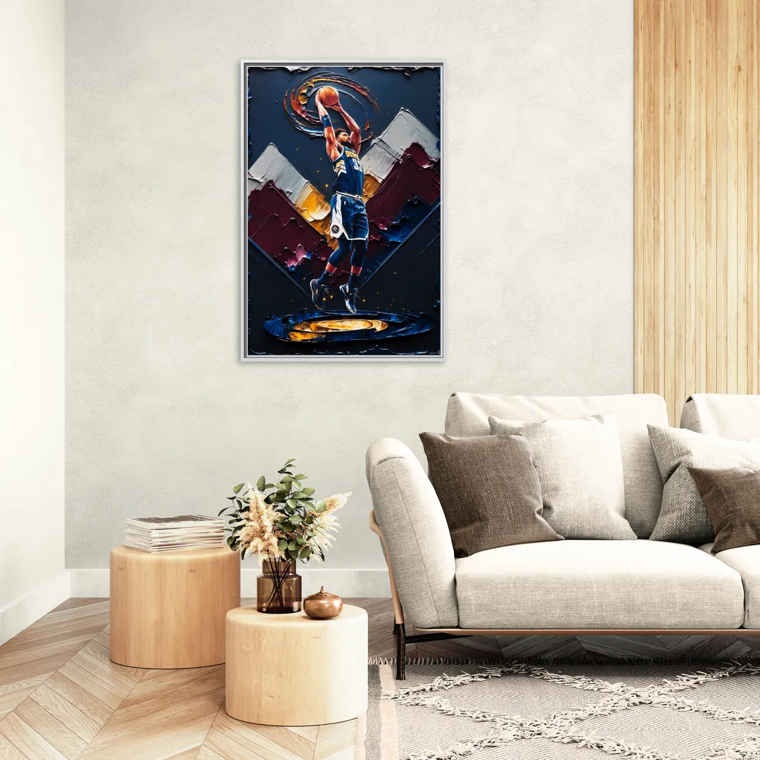 Denver Nuggets Team Spirit - Living Room White Frame Canvas