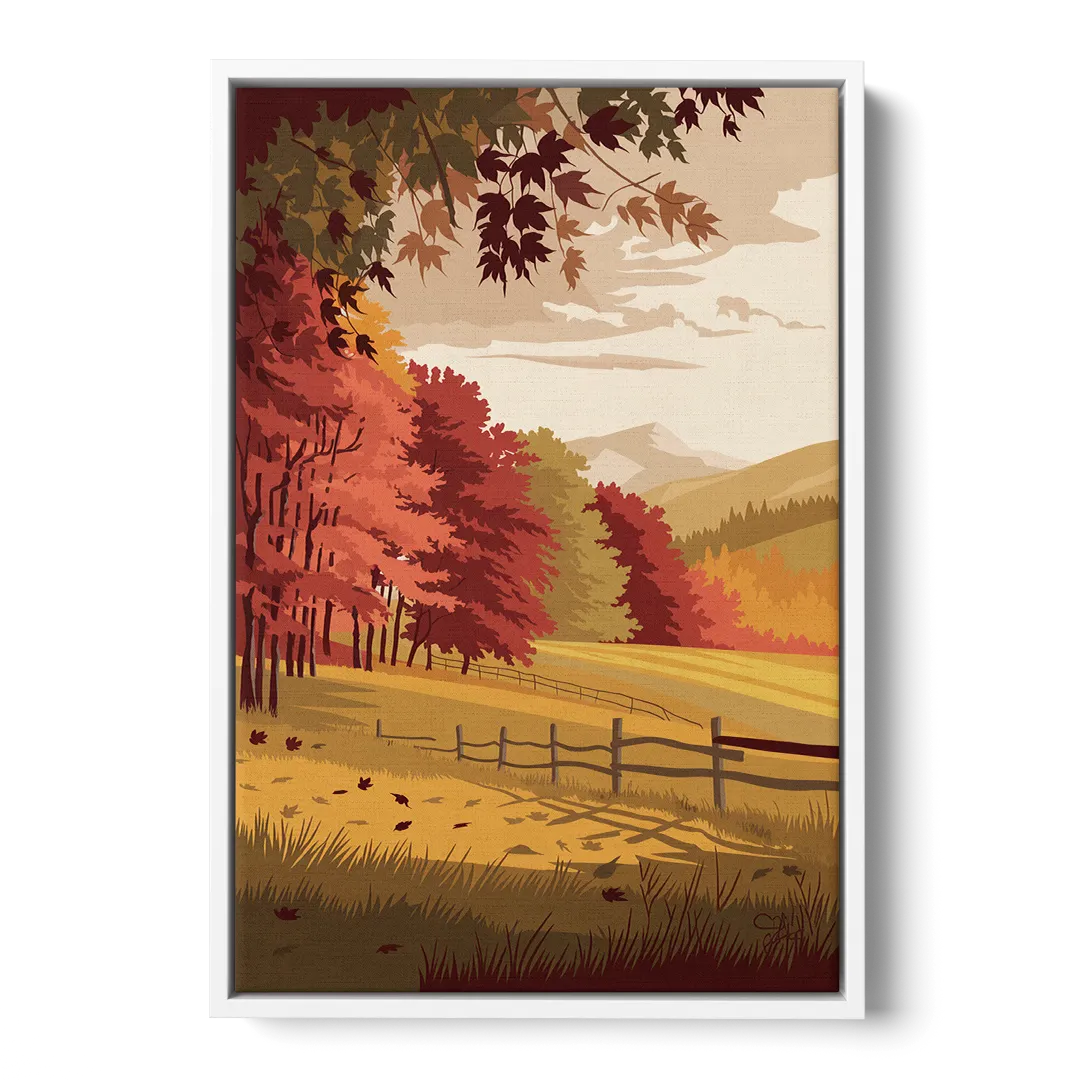 Burlington Fall Foliage - White Frame Canvas