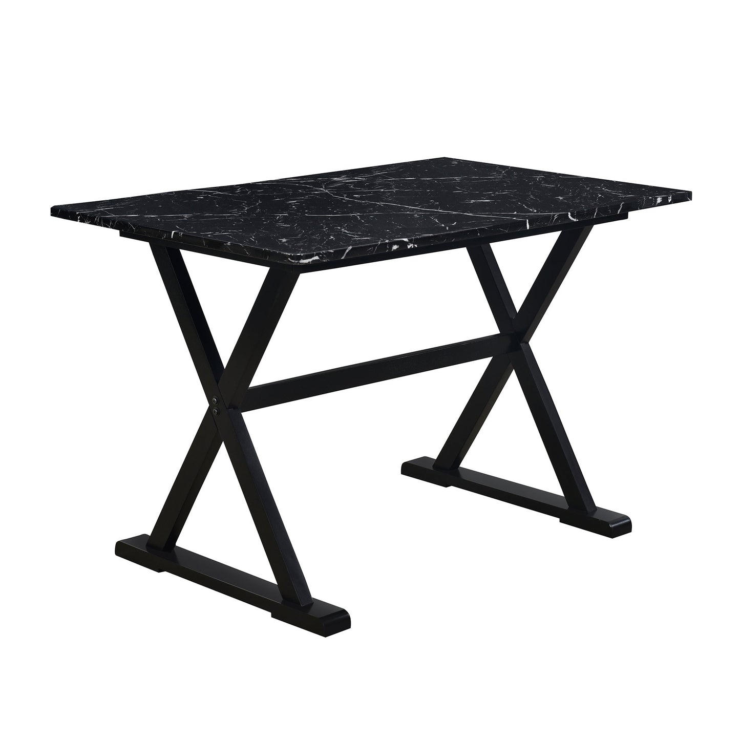5-Piece Solid Wood Dining Set with Faux Marble Top – Sleek & Elegant