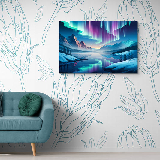 Anchorage Northern Lights Scene - Canvas Wall Art Living Room