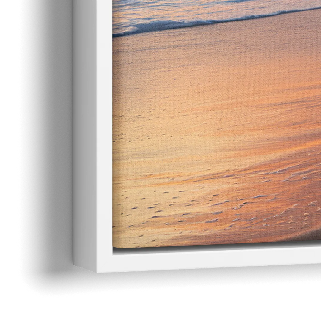 Huntington Beach Golden Hour - Close-Up White Frame Canvas