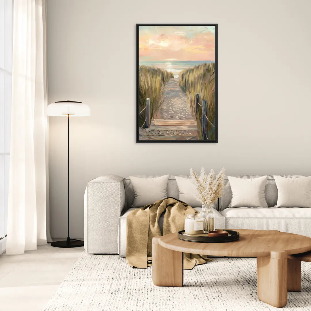 Seaside Coastal Path - Living Room Black Frame Canvas
