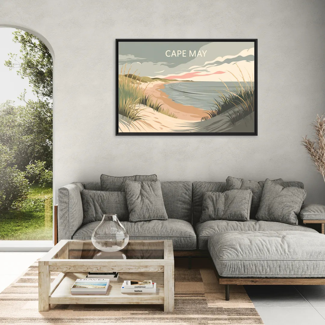 Cape May Ocean Breeze - Living Room Black Frame Canvas