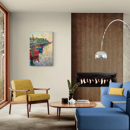 Bar Harbor Lobster Boats Harbor - Canvas Wall Art Living Room