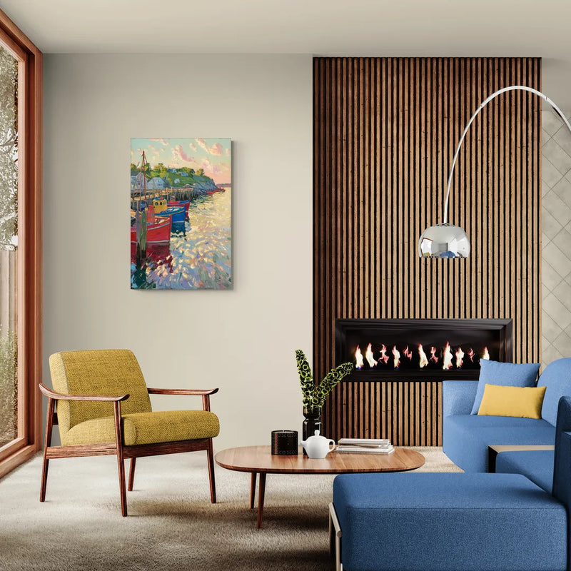 Bar Harbor Lobster Boats Harbor - Canvas Wall Art Living Room