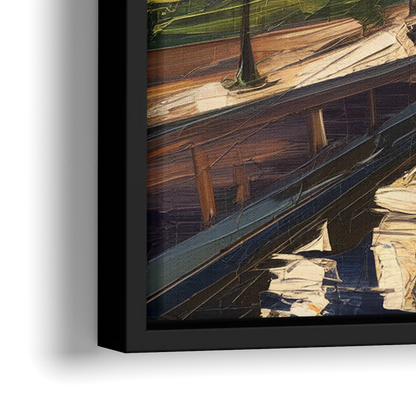 Indianapolis Canal Walk View - Close-Up Black Frame Canvas