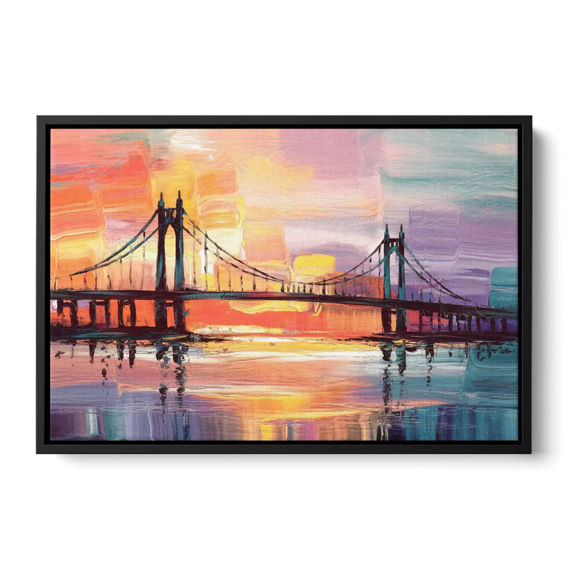Chesapeake Bridge Silhouette - Black Frame Canvas