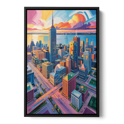 Toronto Financial District - Black Frame Canvas