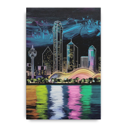 Dallas Skyline Reflection - Canvas Wall Art