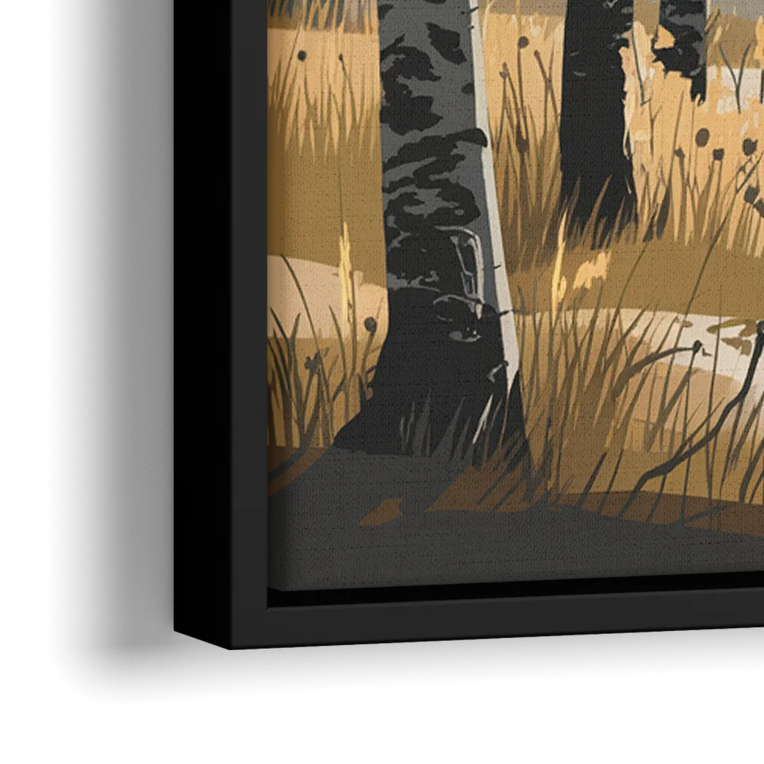 Aspen Tranquil Woodland - Close-Up Black Frame Canvas